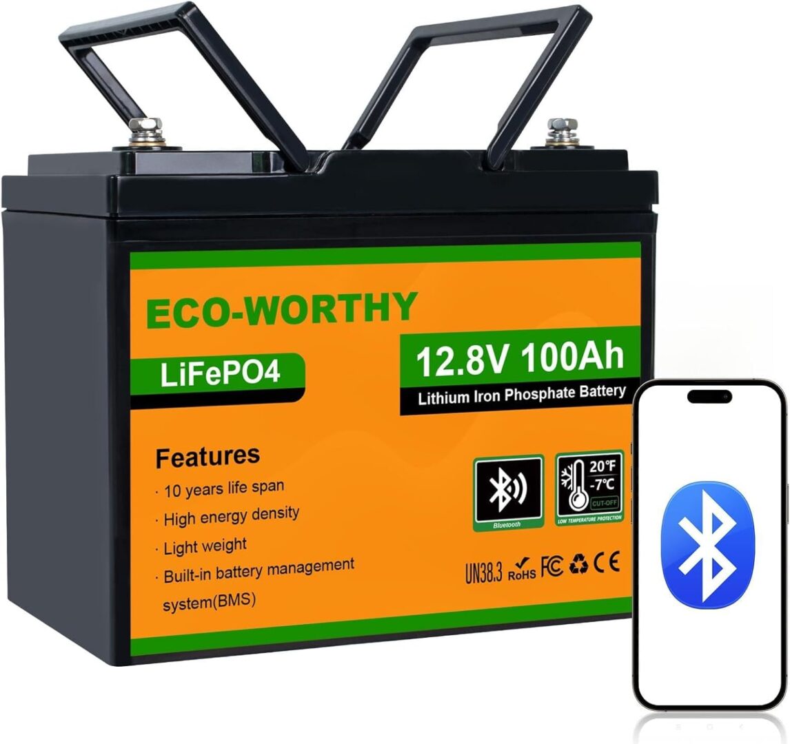 ECO-WORTHY 12V 100Ah LiFePO4 Bluetooth Low Temp