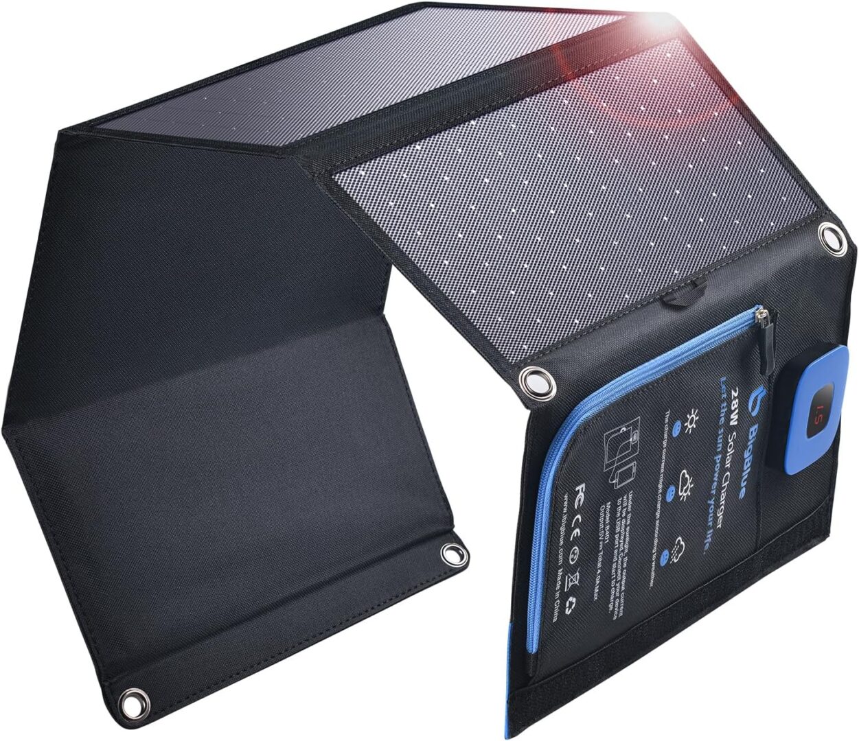 BIGBLUE 28W SOLAR CHARGER FOLDABLE WITH DIGITAL AMMETER