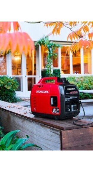 Inverter generator set up in a garden